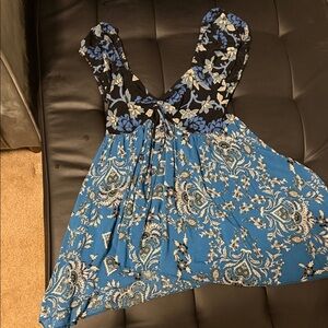 FP Movement by Free People Black and Blue Floral Top